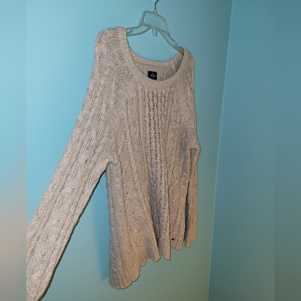 American Eagle Knit Gray Metallic Sweater sz. XL - Picture 5 of 6